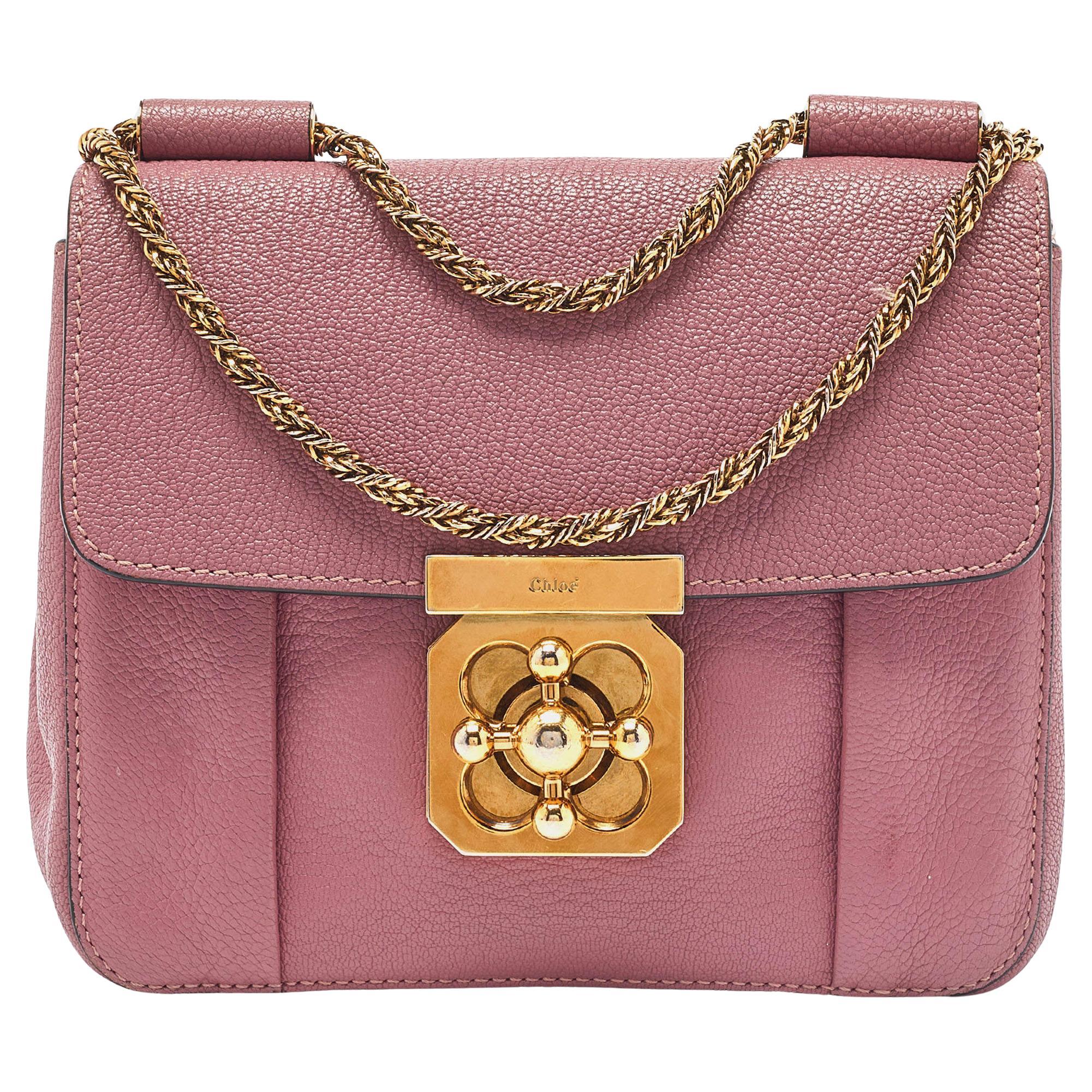 Chloé Pink Leather Small Elsie Shoulder Bag