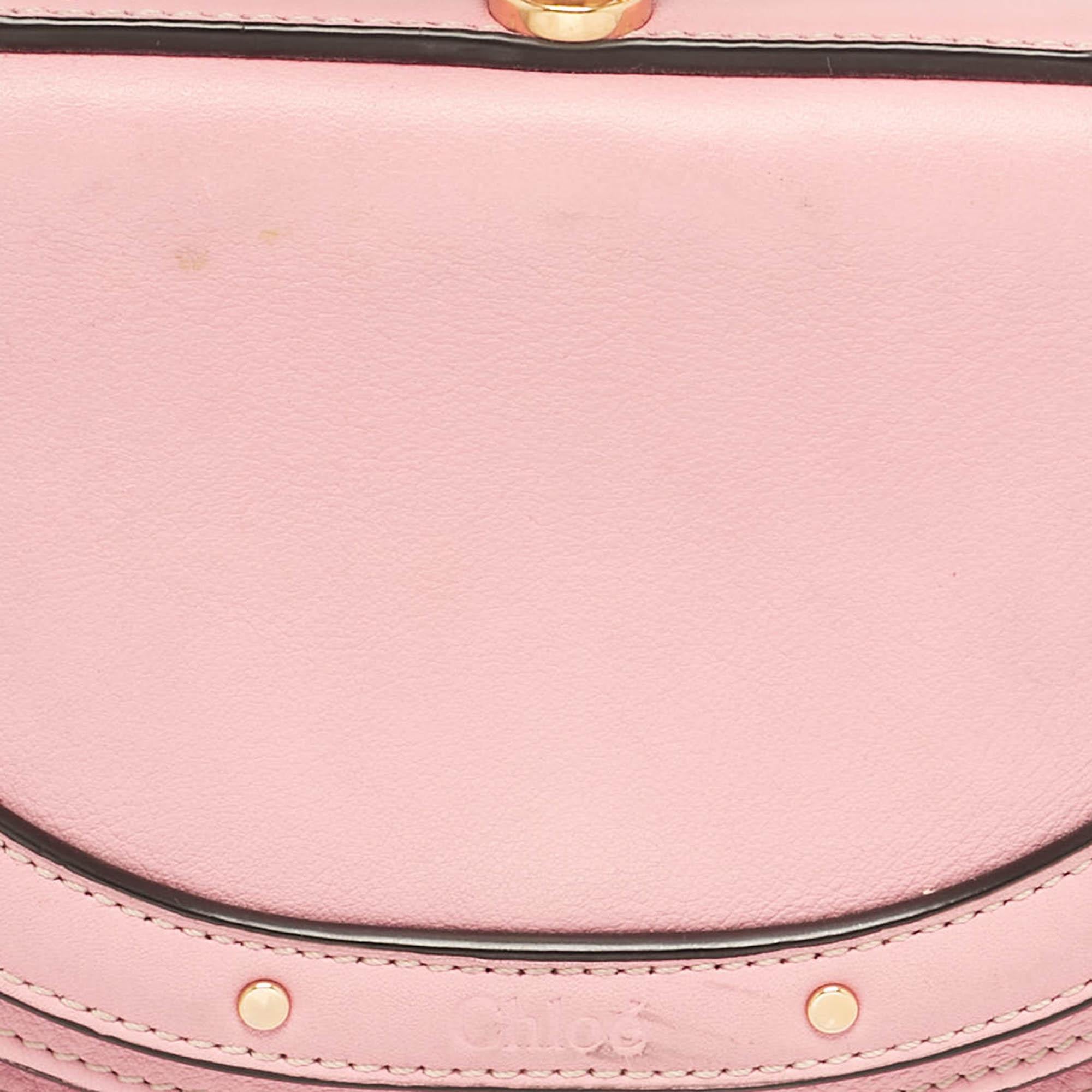 Chloe Pink Leather Small Nile Bracelet Minaudiere Crossbody Bag For Sale 2