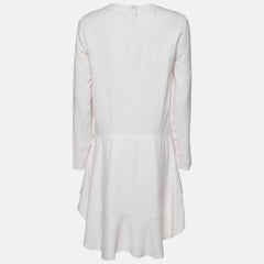 Chloe Pink Mist Crepe Mini Full Sleeves Dress M