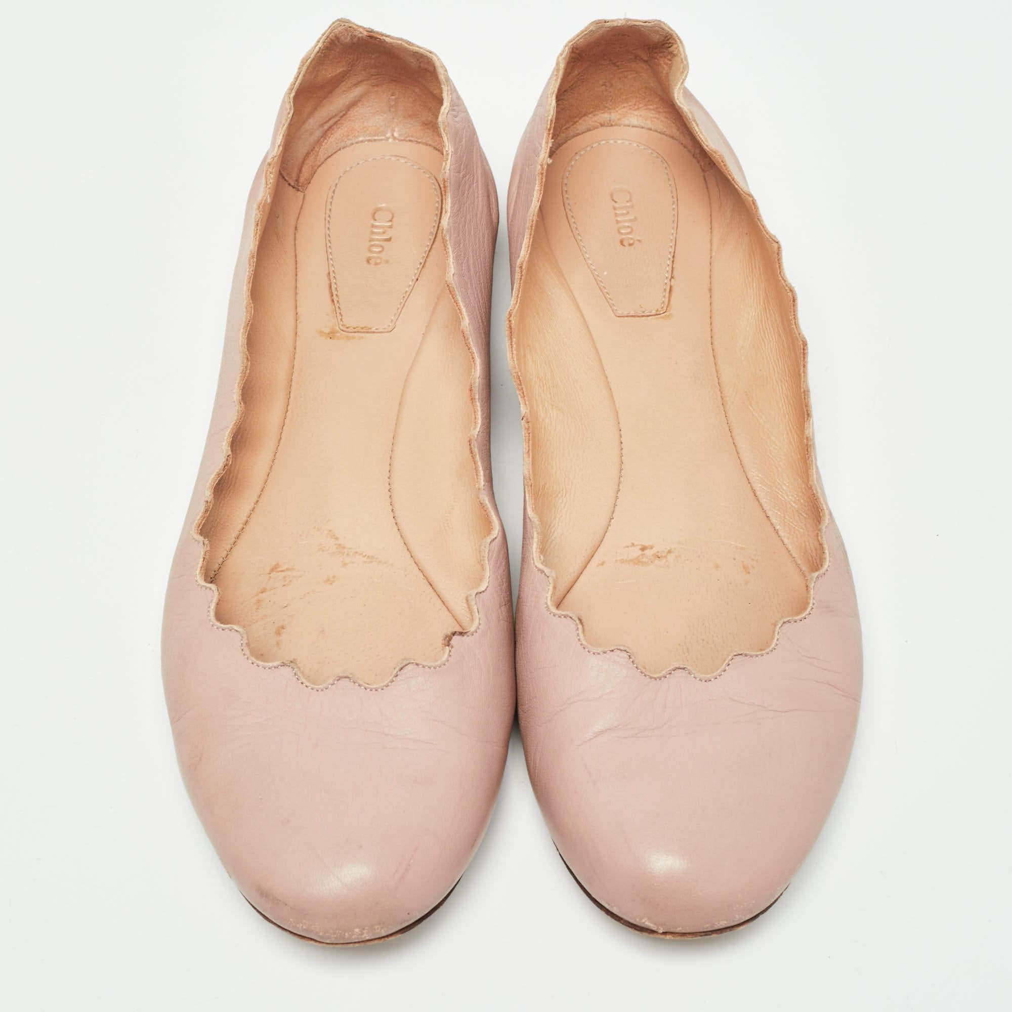Beige Chloe Ballerine Lauren in pelle rosa smerlata misura 37,5 in vendita