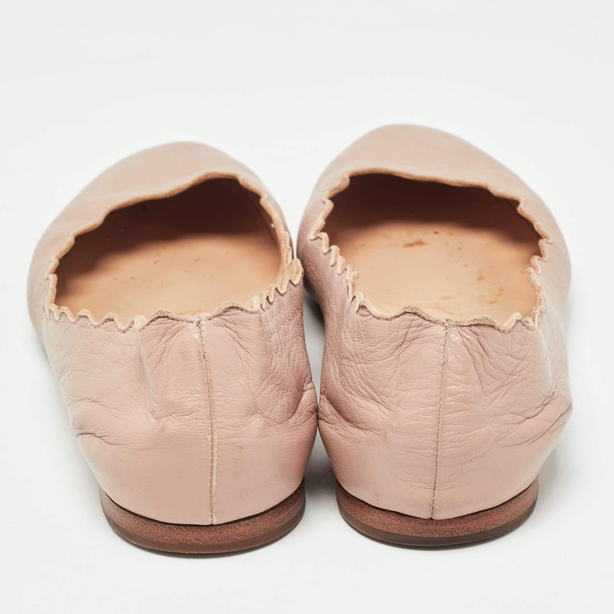 Donna Chloe Ballerine Lauren in pelle rosa smerlata misura 37,5 in vendita