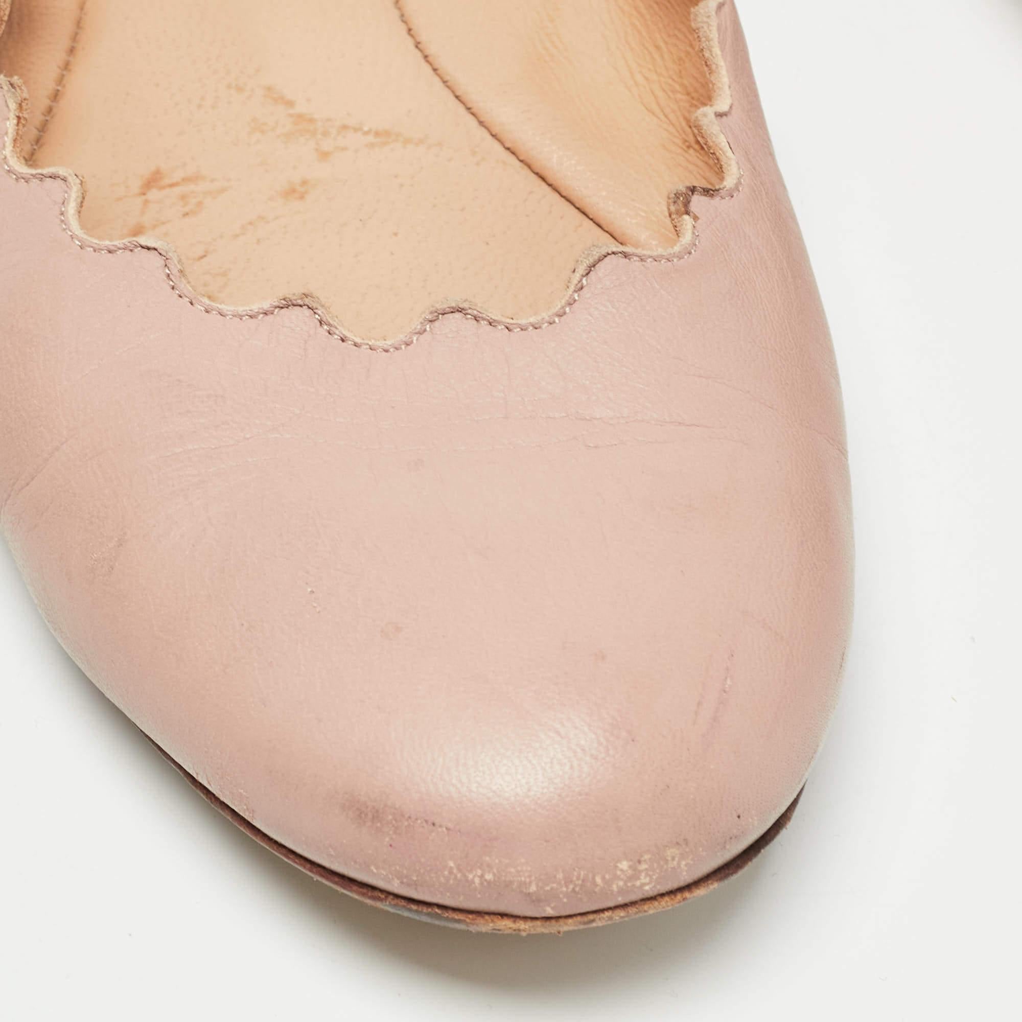 Chloe Ballerine Lauren in pelle rosa smerlata misura 37,5 in vendita 2