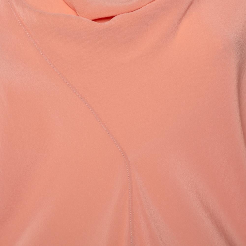Chloe Pink Silk Draped Neck Long Sleeve Top S In Excellent Condition For Sale In Dubai, Al Qouz 2