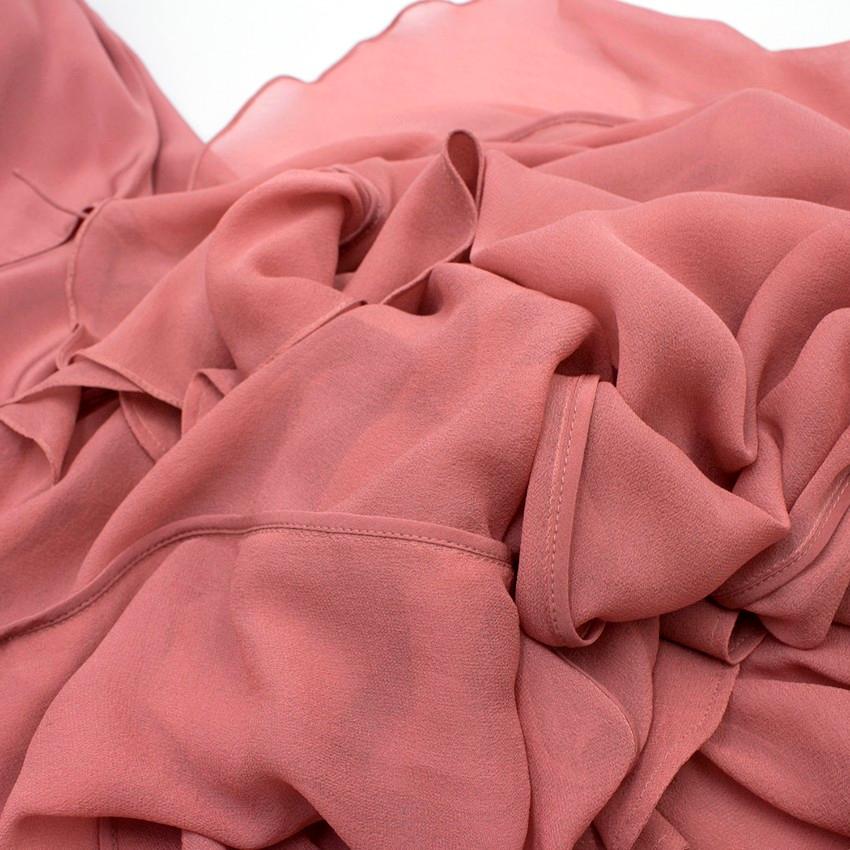 Chloe Pink Silk Ruffled Midi Dress - Size US 0-2 For Sale 3