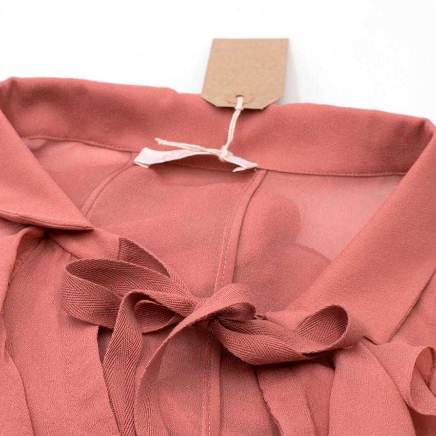 Women's Chloe Pink Silk Ruffled Midi Dress - Size US 0-2 For Sale