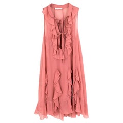 Chloe Pink Silk Ruffled Midi Dress - Size US 0-2