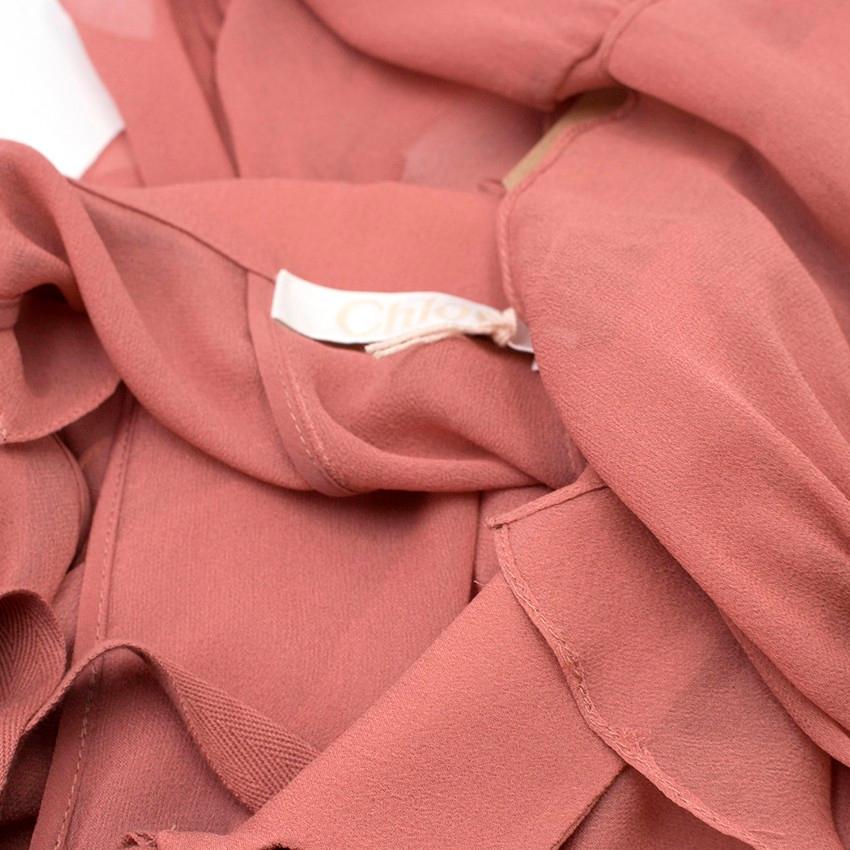 Chloe Pink Silk Ruffled Midi Dress US US 0-2 For Sale 2