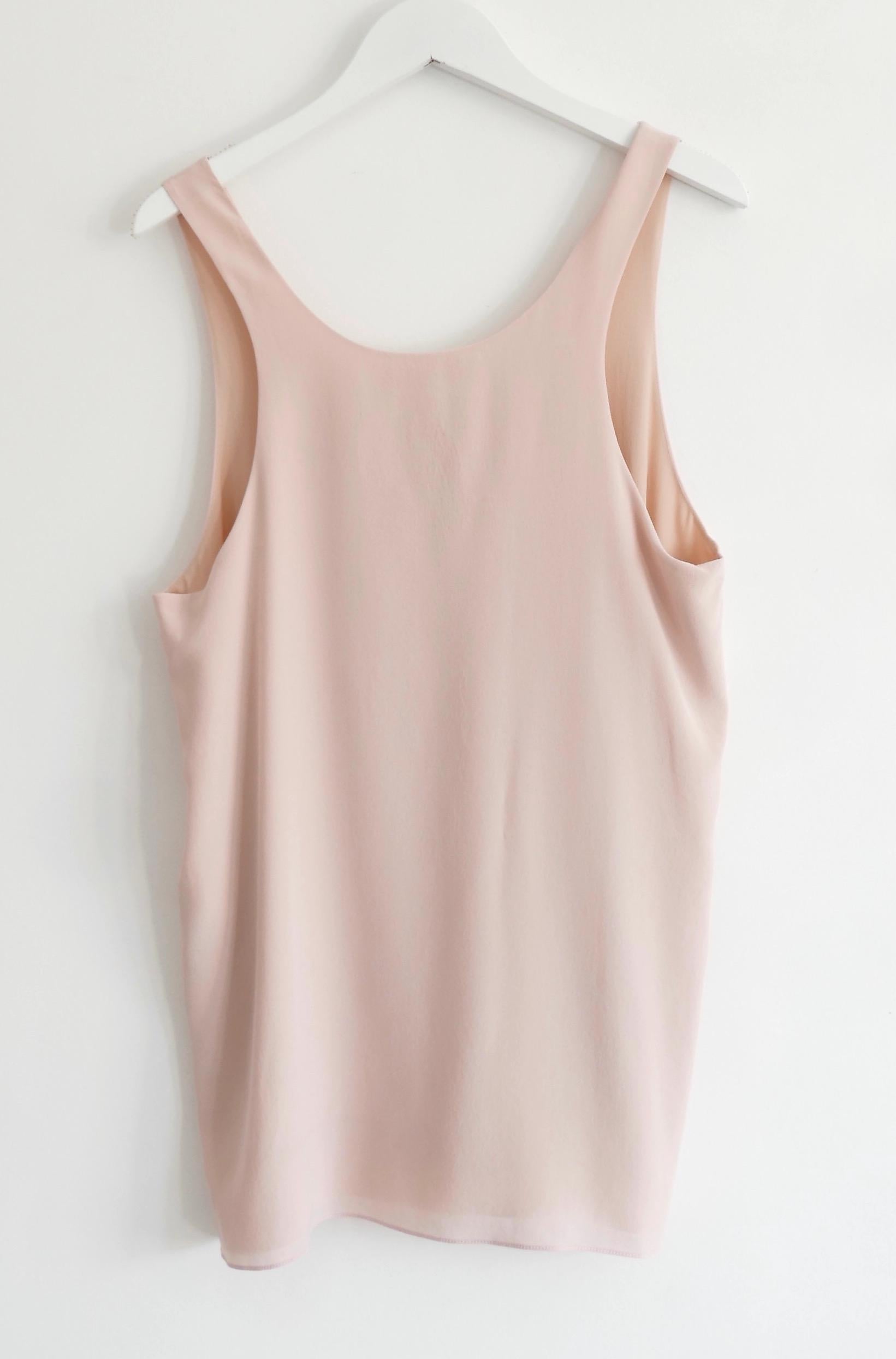 Beige Chloe Pink Silk Vest Top For Sale