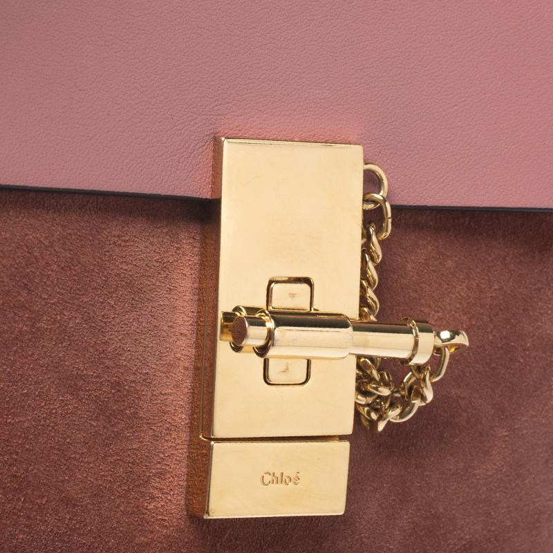 Chloe Pink Suede And Leather Drew Crossbody Bag 1