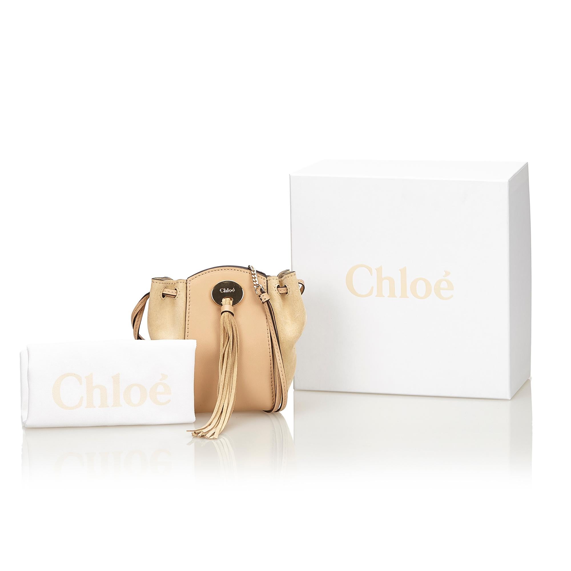 Chloe Pink Suede Leather Drawstring Bag 4