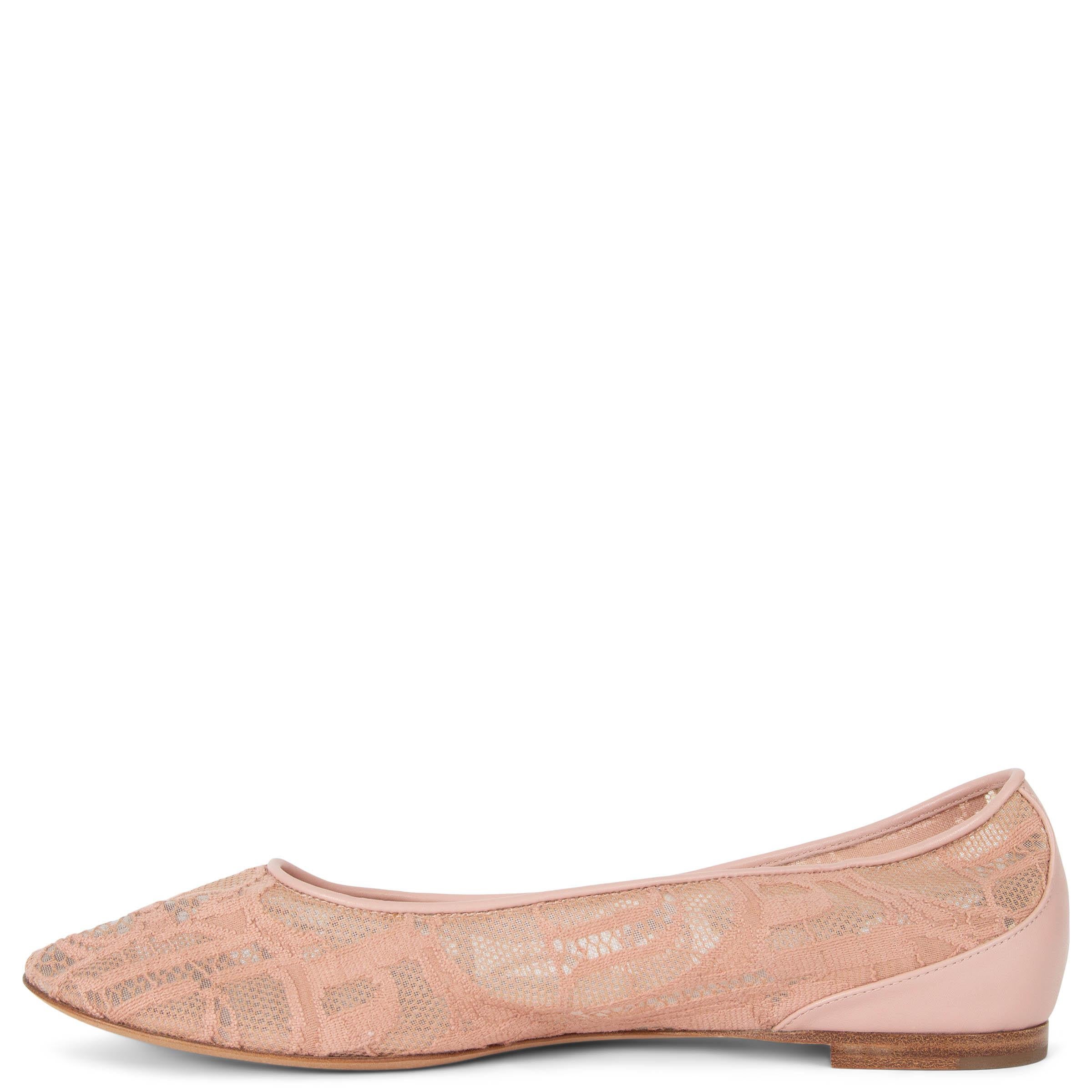 Beige CHLOE Rosa Tea 2020 LAUREN LACE Ballerine Scarpe 37 in vendita