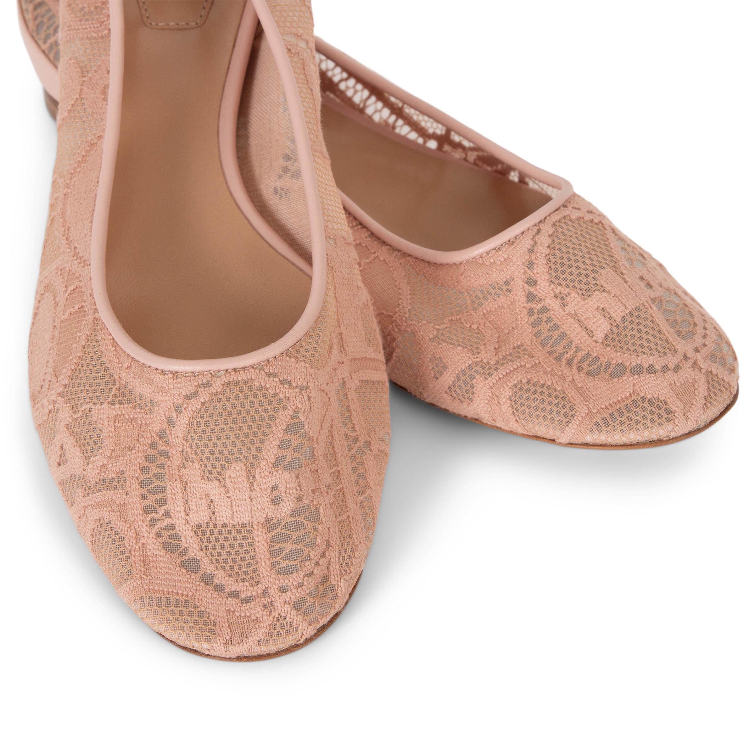 CHLOE Rosa Tea 2020 LAUREN LACE Ballerine Scarpe 37 in vendita 2