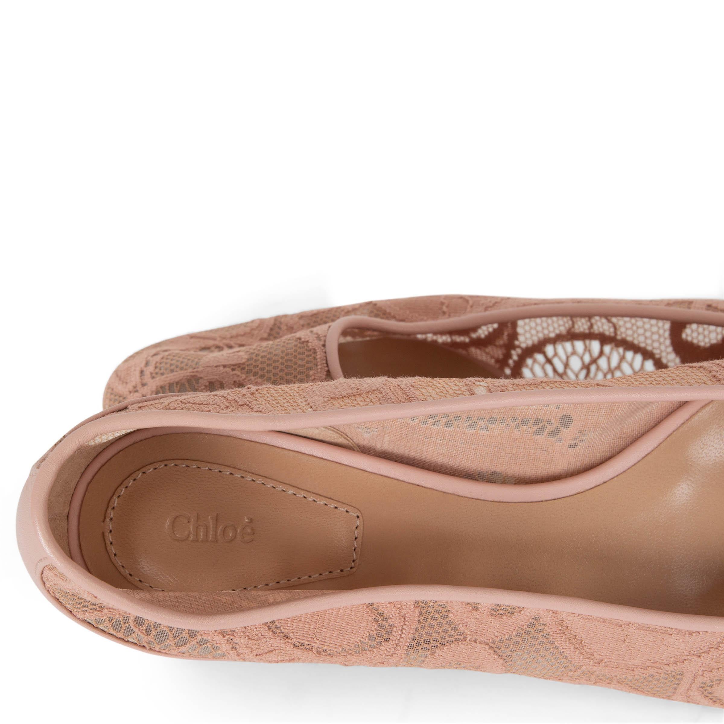 CHLOE Rosa Tea 2020 LAUREN LACE Ballerine Scarpe 37 in vendita 3