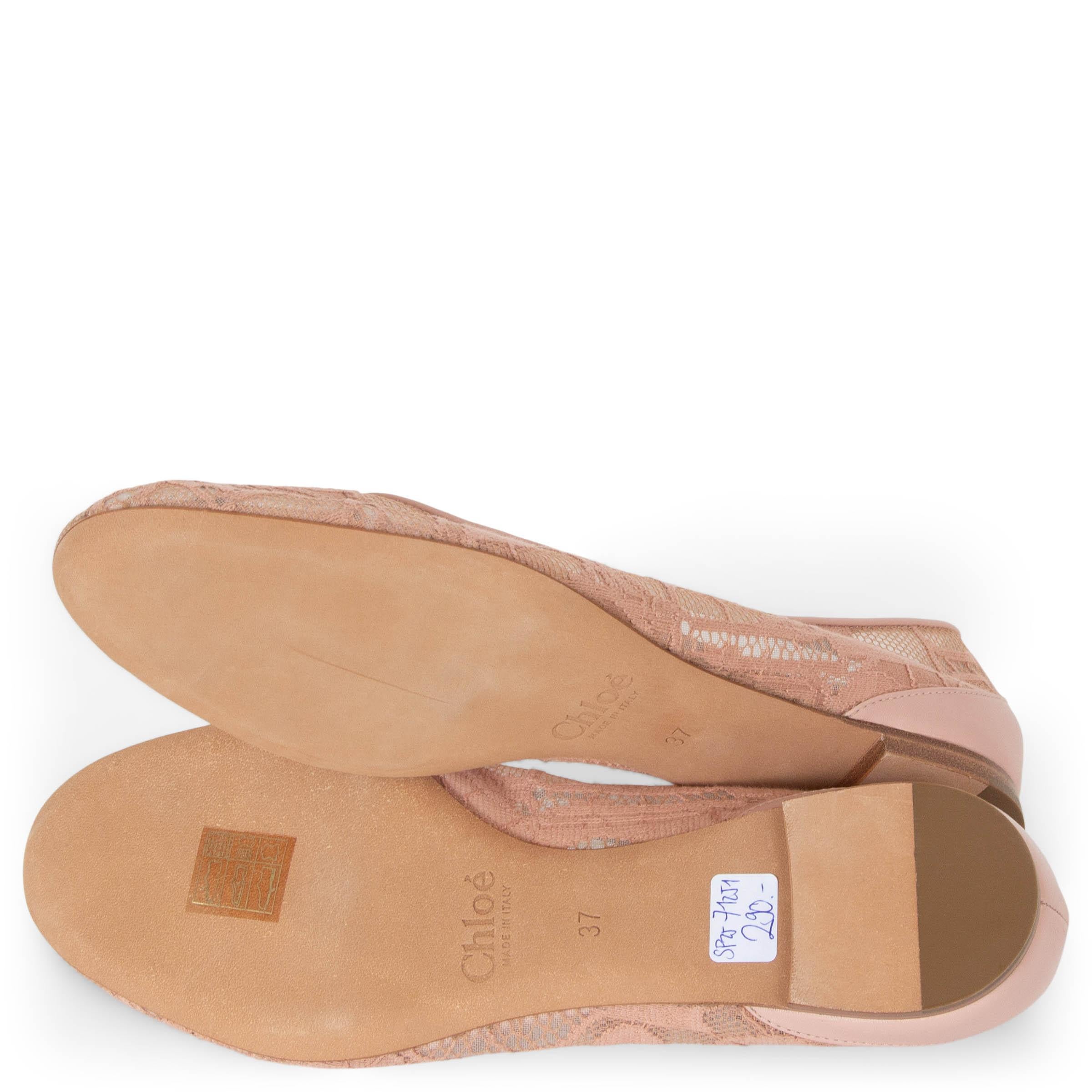 CHLOE Rosa Tea 2020 LAUREN LACE Ballerine Scarpe 37 in vendita 4