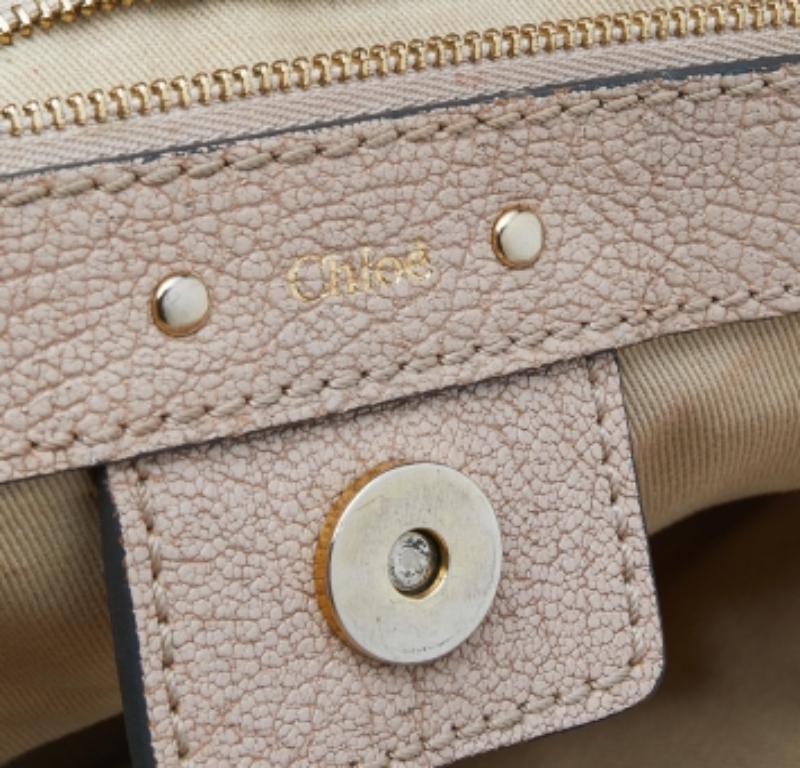Chloe Pink Textured Leather Satchel In Good Condition In Dubai, Al Qouz 2