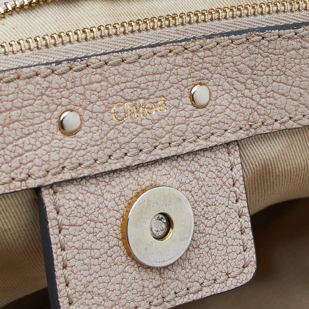 Chloe Pink Textured Leather Satchel For Sale 3