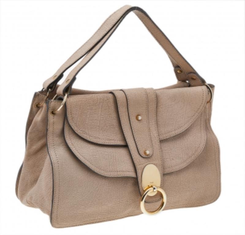 Chloe Pink Textured Leather Satchel 4