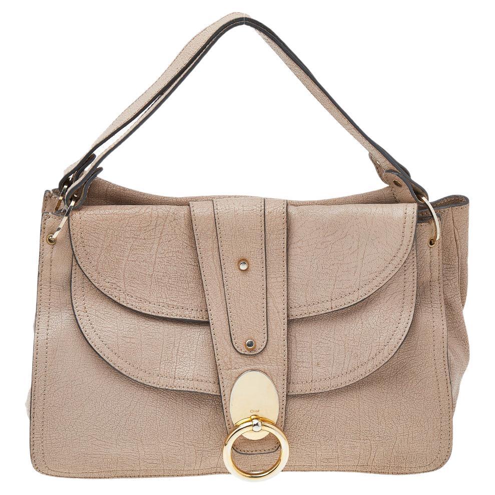 Chloe Pink Textured Leather Satchel For Sale