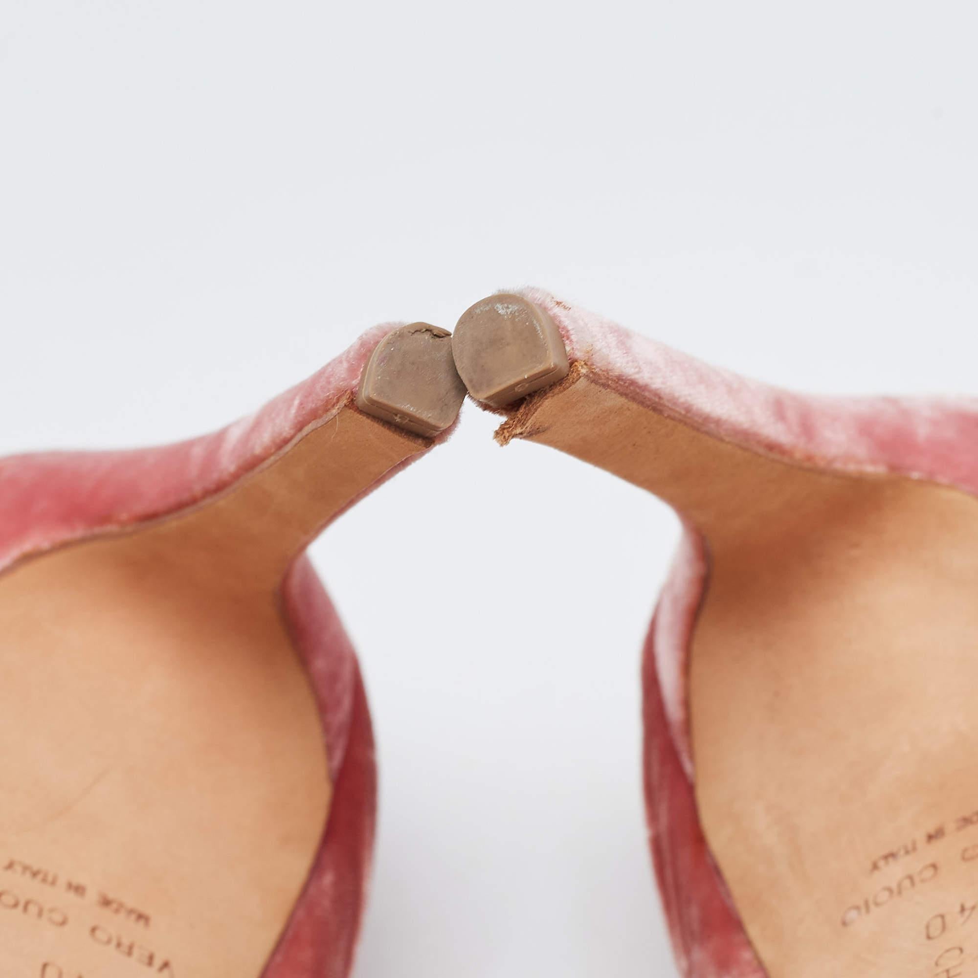 Chloé Pink Velvet Ankle Strap Sandals Size 40 For Sale 3