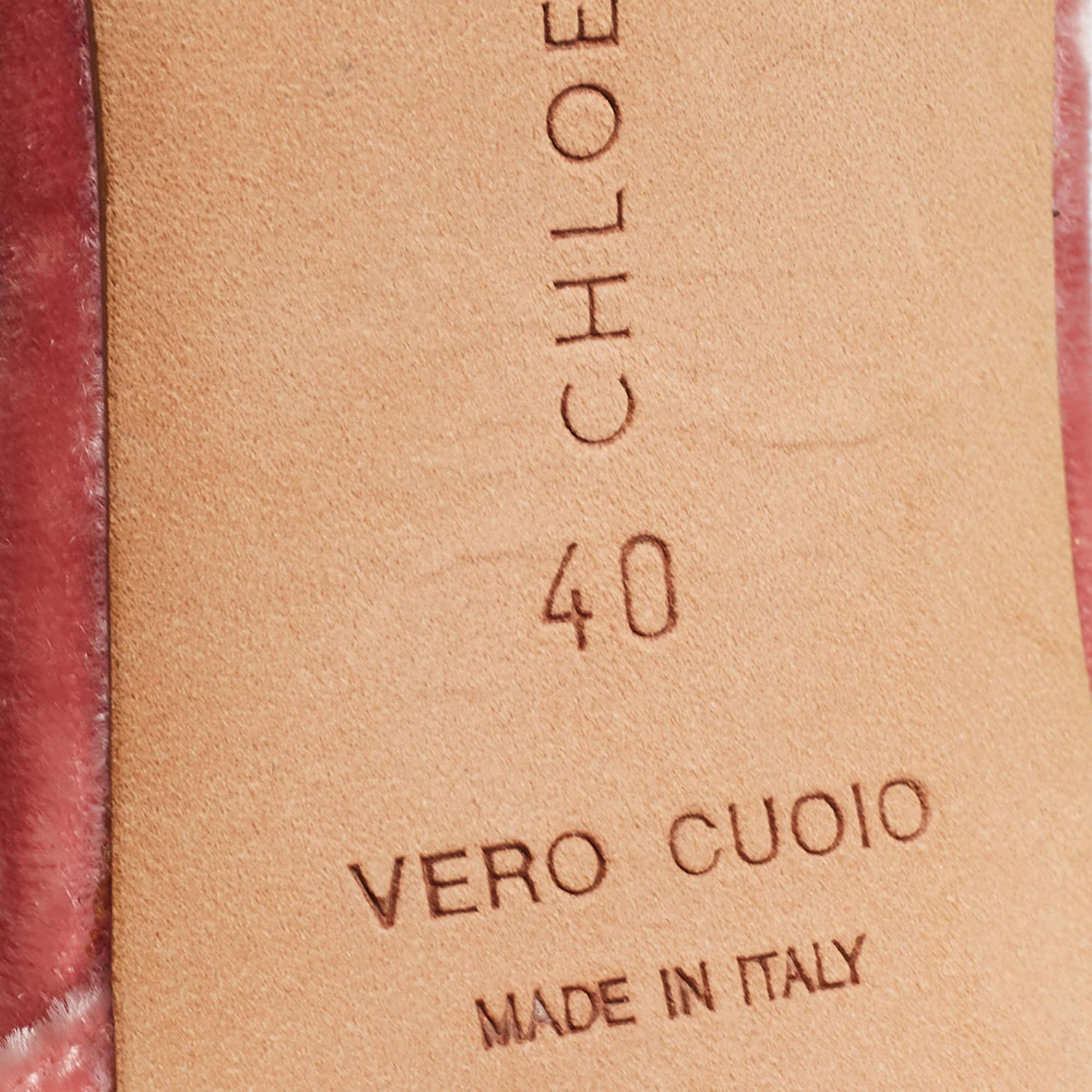 Chloé Pink Velvet Ankle Strap Sandals Size 40 For Sale 4