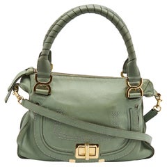 Chloe Pistachio Green Leather Medium Marcie Turn Lock Satchel