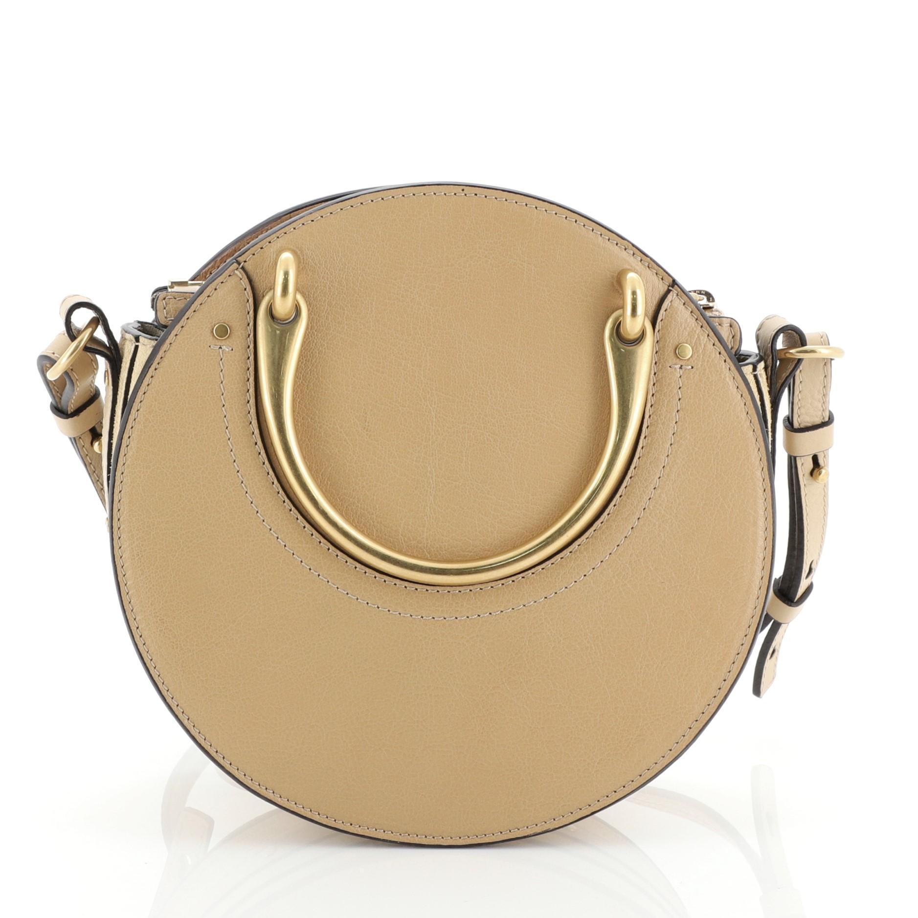 Beige Chloe Pixie Crossbody Bag Leather and Suede Small