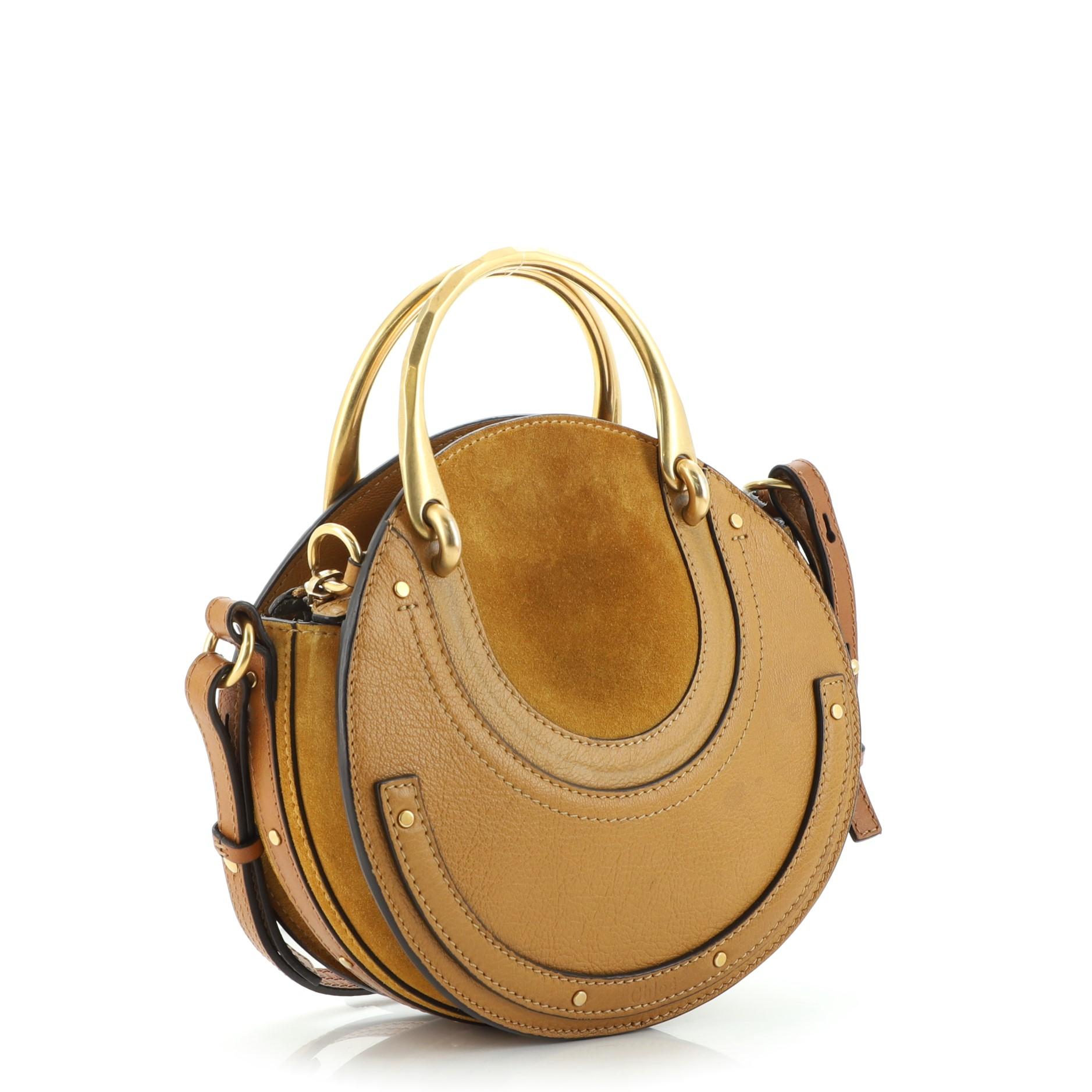 Chloe Pixie Crossbody Tasche Leder und Wildleder Klein (Braun)