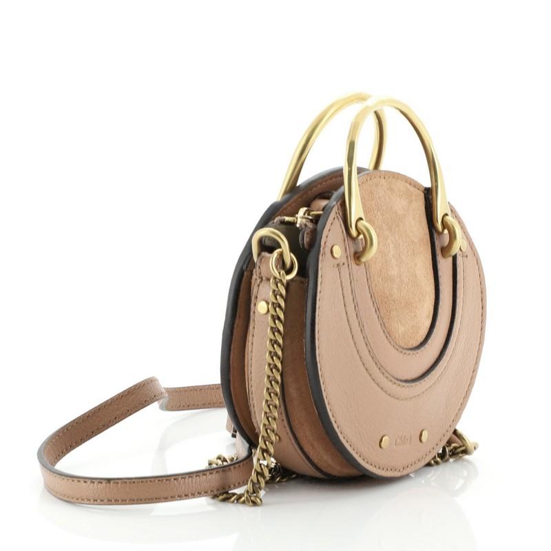 Brown Chloe Pixie Crossbody Bag Leather with Suede Mini