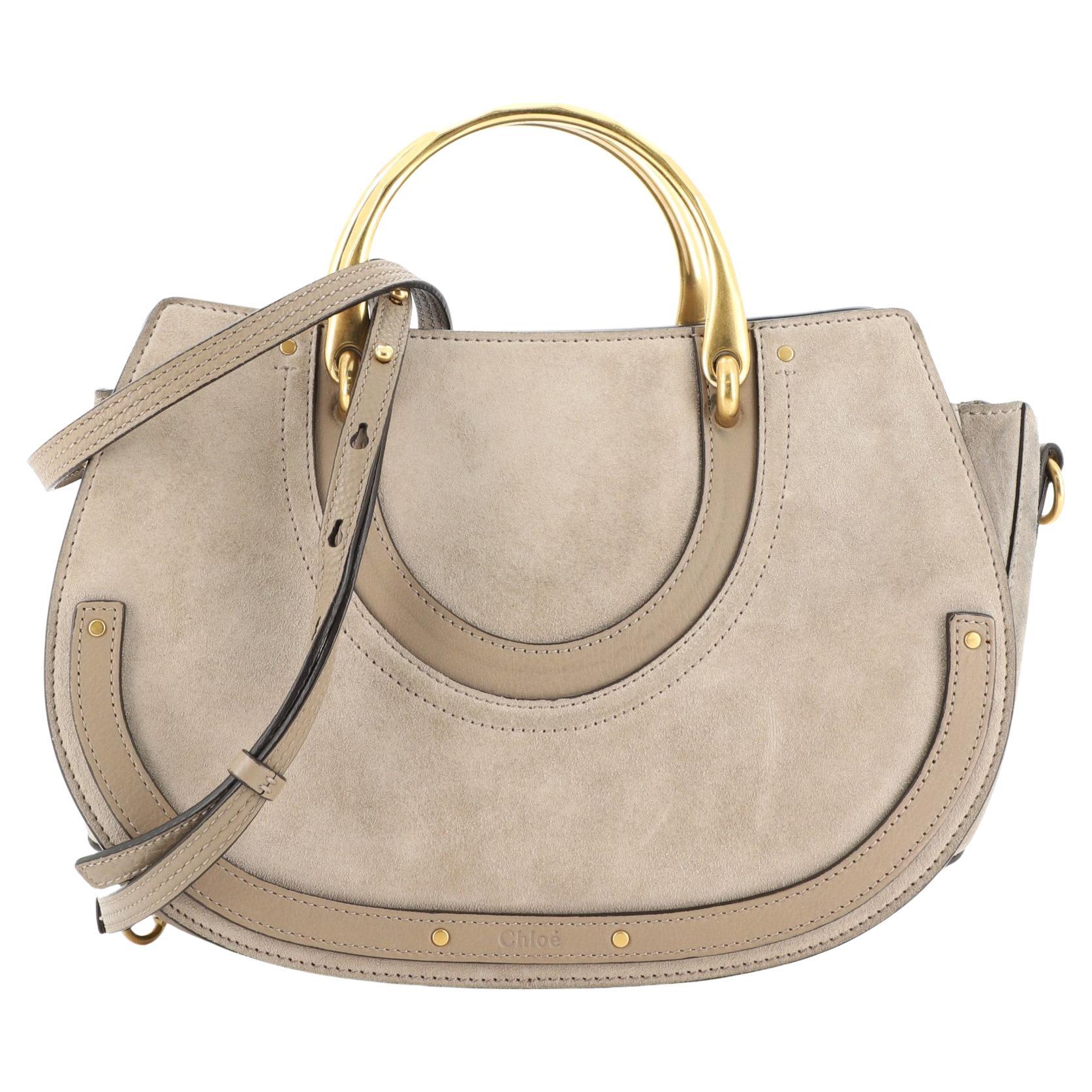 Chloe Pixie Double Handle Bag Leather with Suede Medium