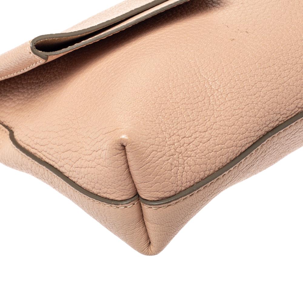 Chloe Powder Pink Grained Leather Drew Fold Over Clutch 1