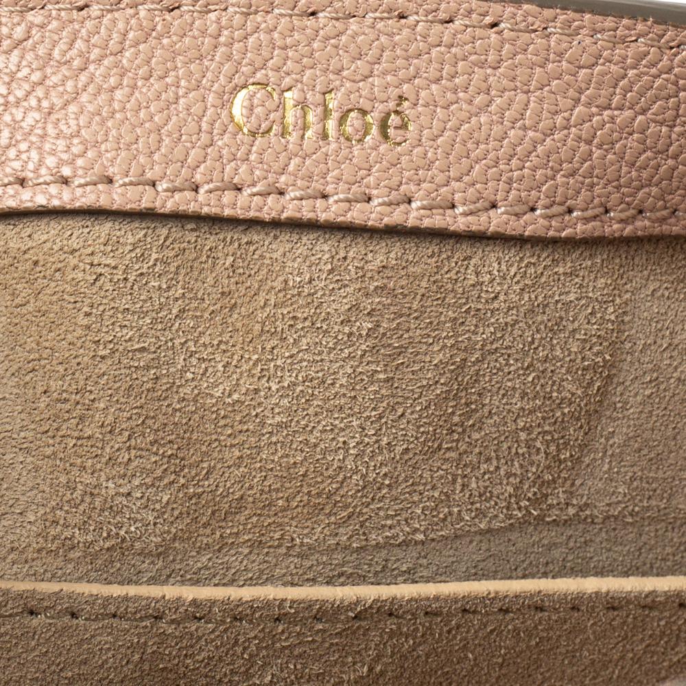 Chloe Powder Pink Grained Leather Drew Fold Over Clutch 3