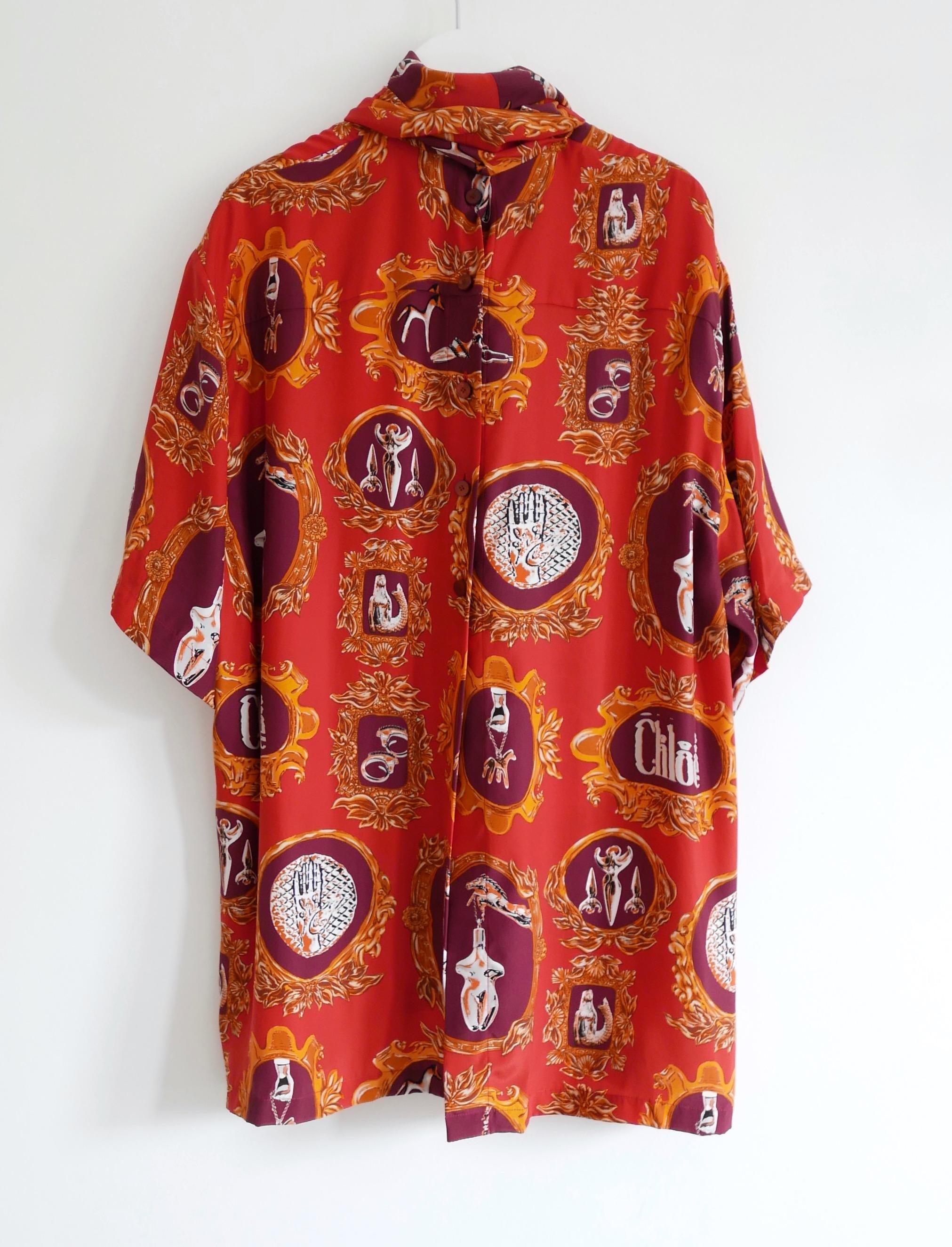 Chloe Pre-Fall 2019 Cameo Print Scarf Blouse For Sale 1