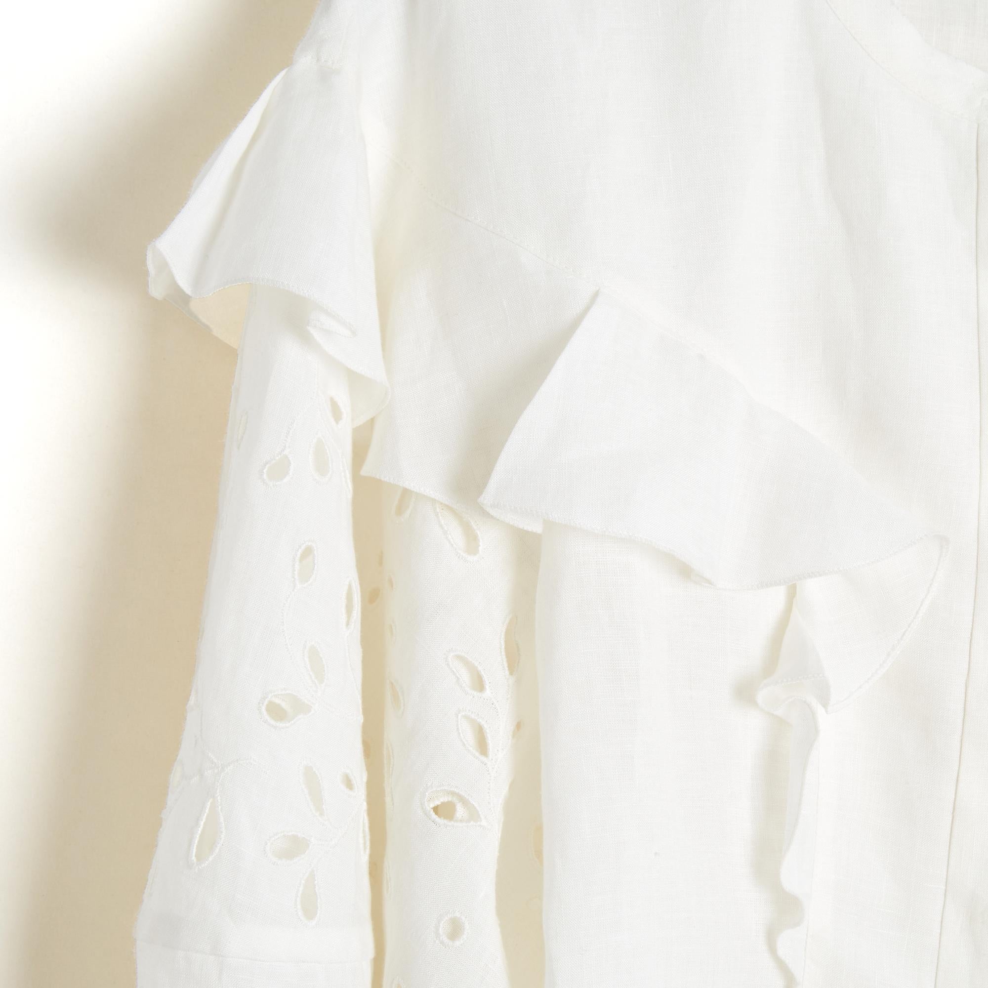 Gray Chloé Pre Fall 2022 Top FR42 Milk Linen Blouse UK14 US12 New with tags Chloe For Sale