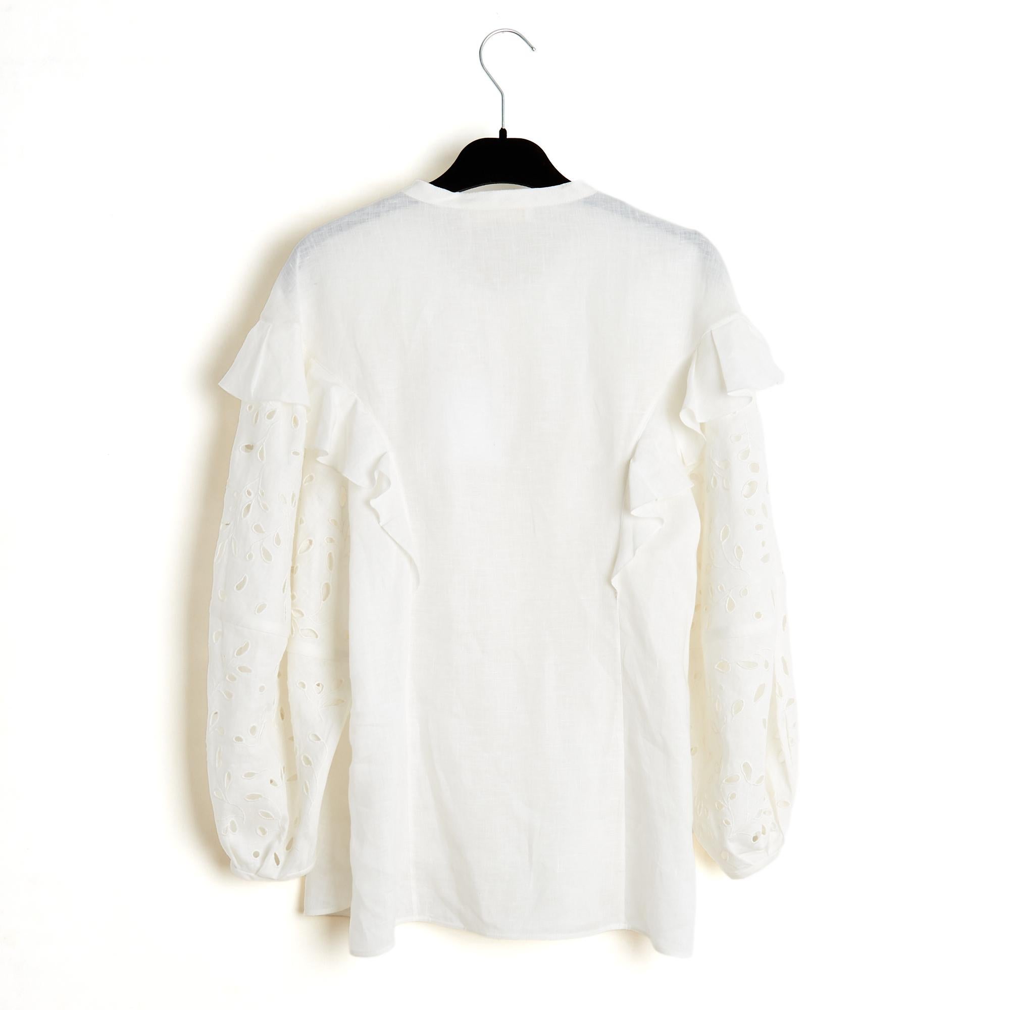 Men's Chloé Pre Fall 2022 Top FR42 Milk Linen Blouse UK14 US12 New with tags Chloe For Sale