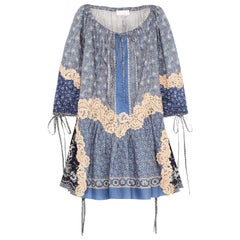 Chloé Printed Lace Appliquéd Cotton and Silk Blend Voile Mini Dress