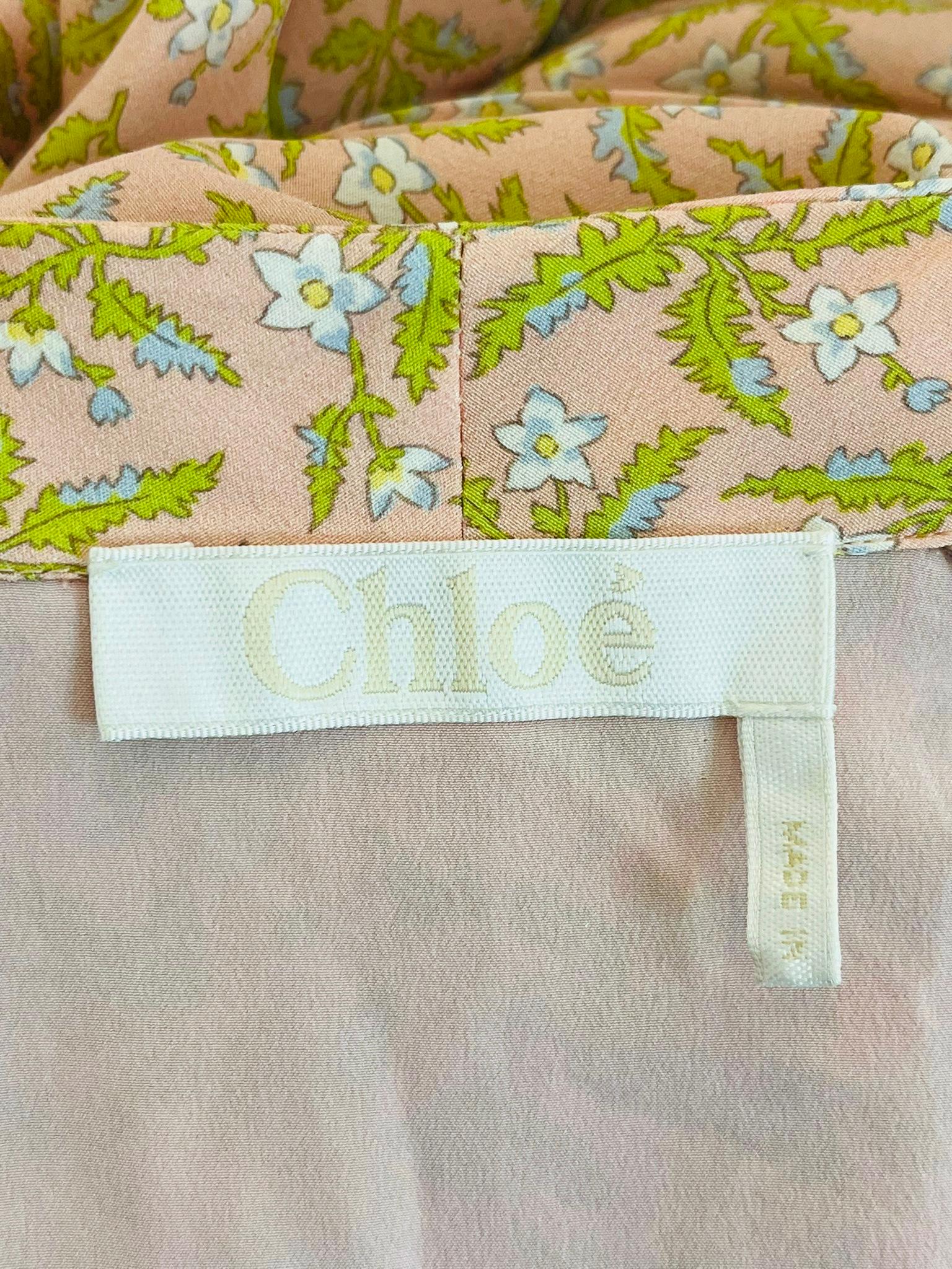 Chloe Printed Silk Dress With Mother-Of-Pearl Buttons 1