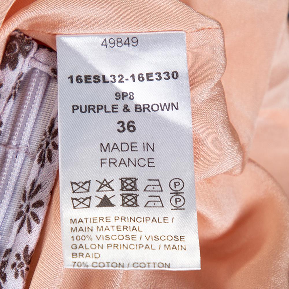 Gray Chloe Purple & Brown Floral Print Crepe Jumpsuit S