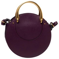 Chloe Purple Leather and Suede Pixie Round Crossbody Bag