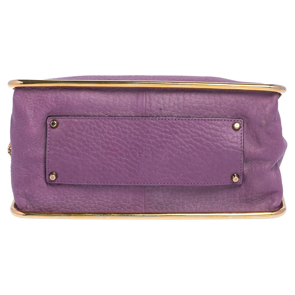 Chloe Purple Leather Sally Medium Shoulder Bag In Good Condition In Dubai, Al Qouz 2