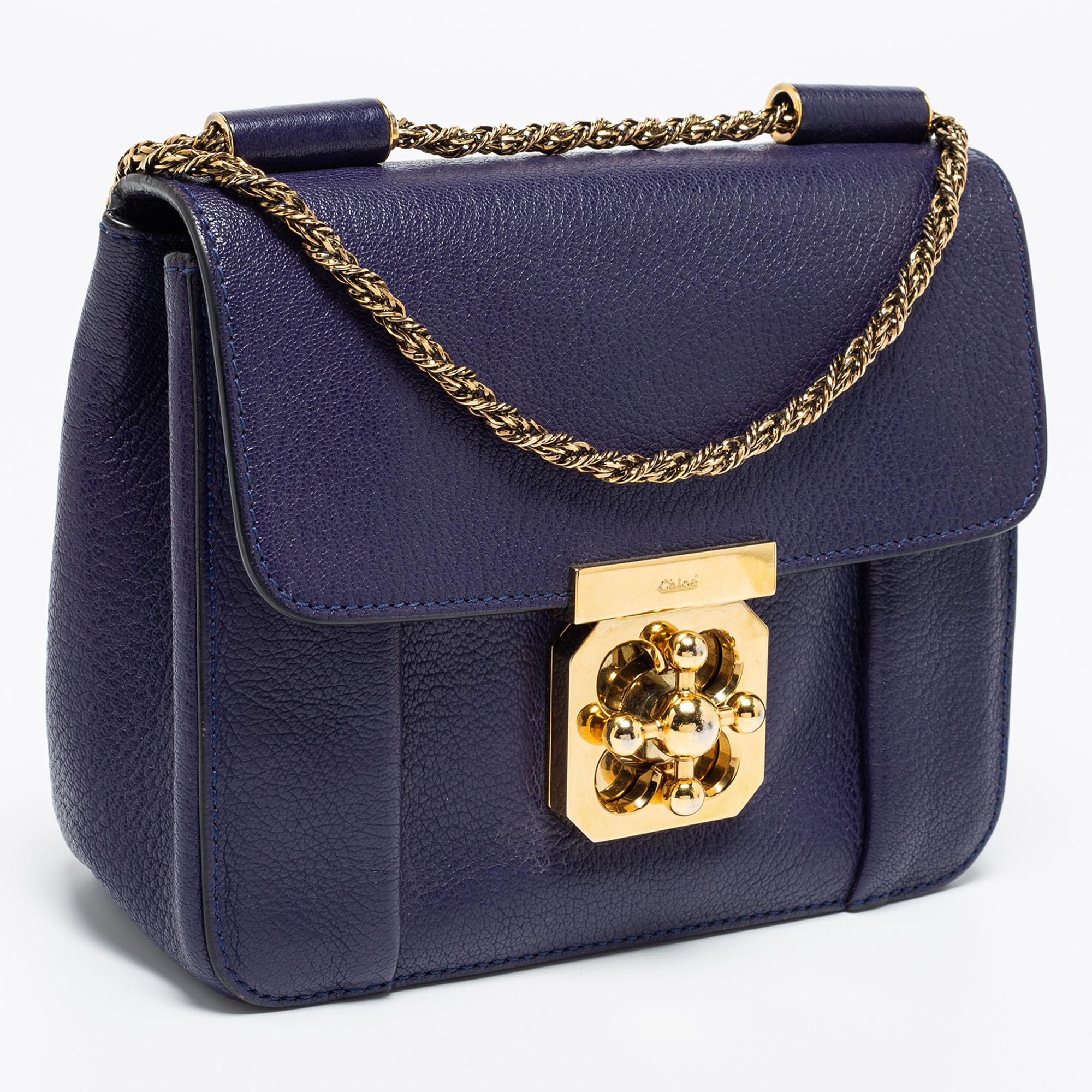 Black Chloé Purple Leather Small Elsie Shoulder Bag
