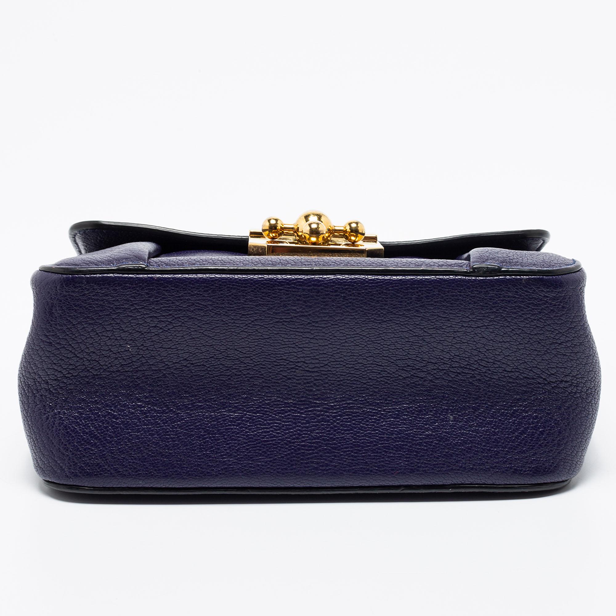 Chloé Purple Leather Small Elsie Shoulder Bag In Good Condition In Dubai, Al Qouz 2