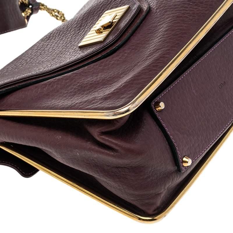 Chloe Purple Pebbled Leather Medium Sally Flap Shoulder Bag For Sale 5