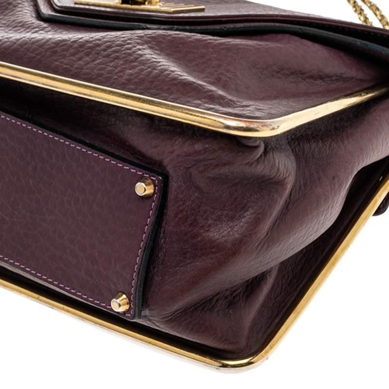 Chloe Purple Pebbled Leather Medium Sally Flap Shoulder Bag For Sale 6