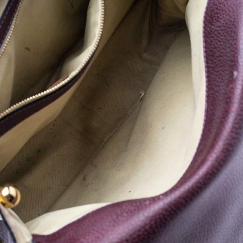 Chloe Purple Pebbled Leather Medium Sally Flap Shoulder Bag For Sale 3