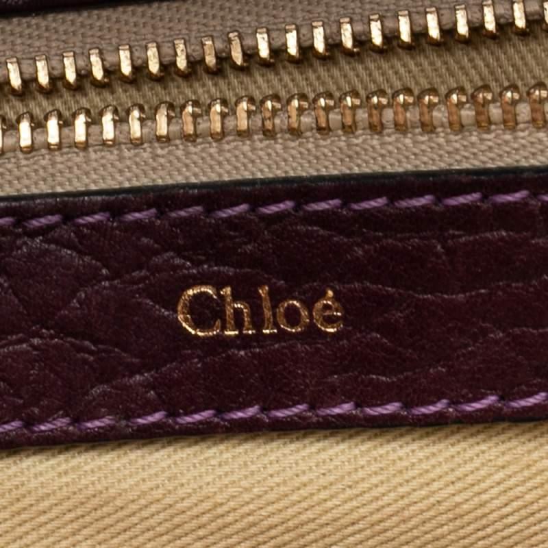 Chloe Purple Pebbled Leather Medium Sally Flap Shoulder Bag For Sale 4