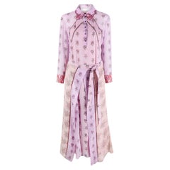 CHLOE purple pink silk FLORAL WRAP Shirt Dress 38 S