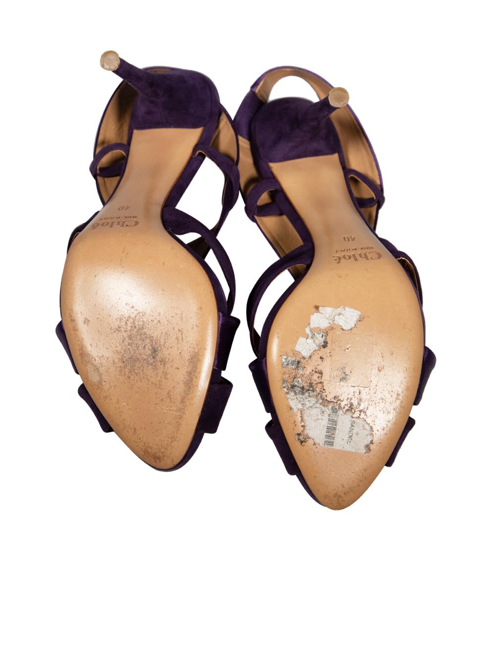 Women's Chloé Purple Satin Cross Strap Heels Size IT 40 For Sale