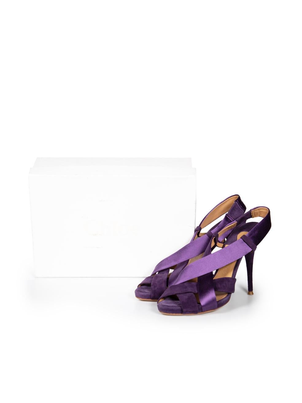Chloé Purple Satin Cross Strap Heels Size IT 40 For Sale 4