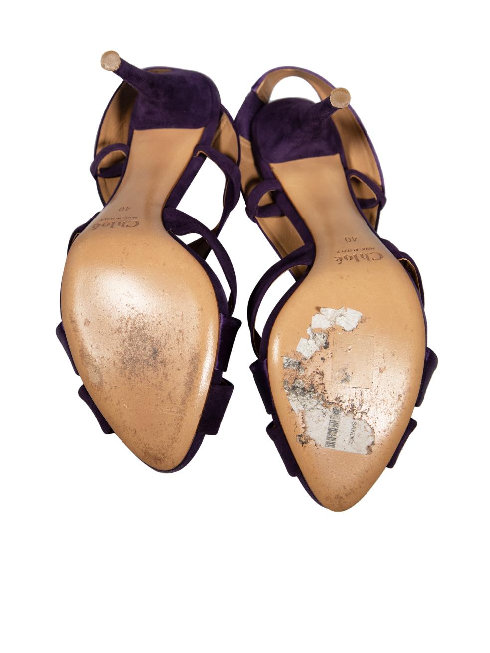 Chloé Purple Satin Cross Strap Sandals Size IT 40 Bon état - En vente à London, GB