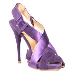 Chloé Purple Satin Cross Strap Sandals Size IT 40